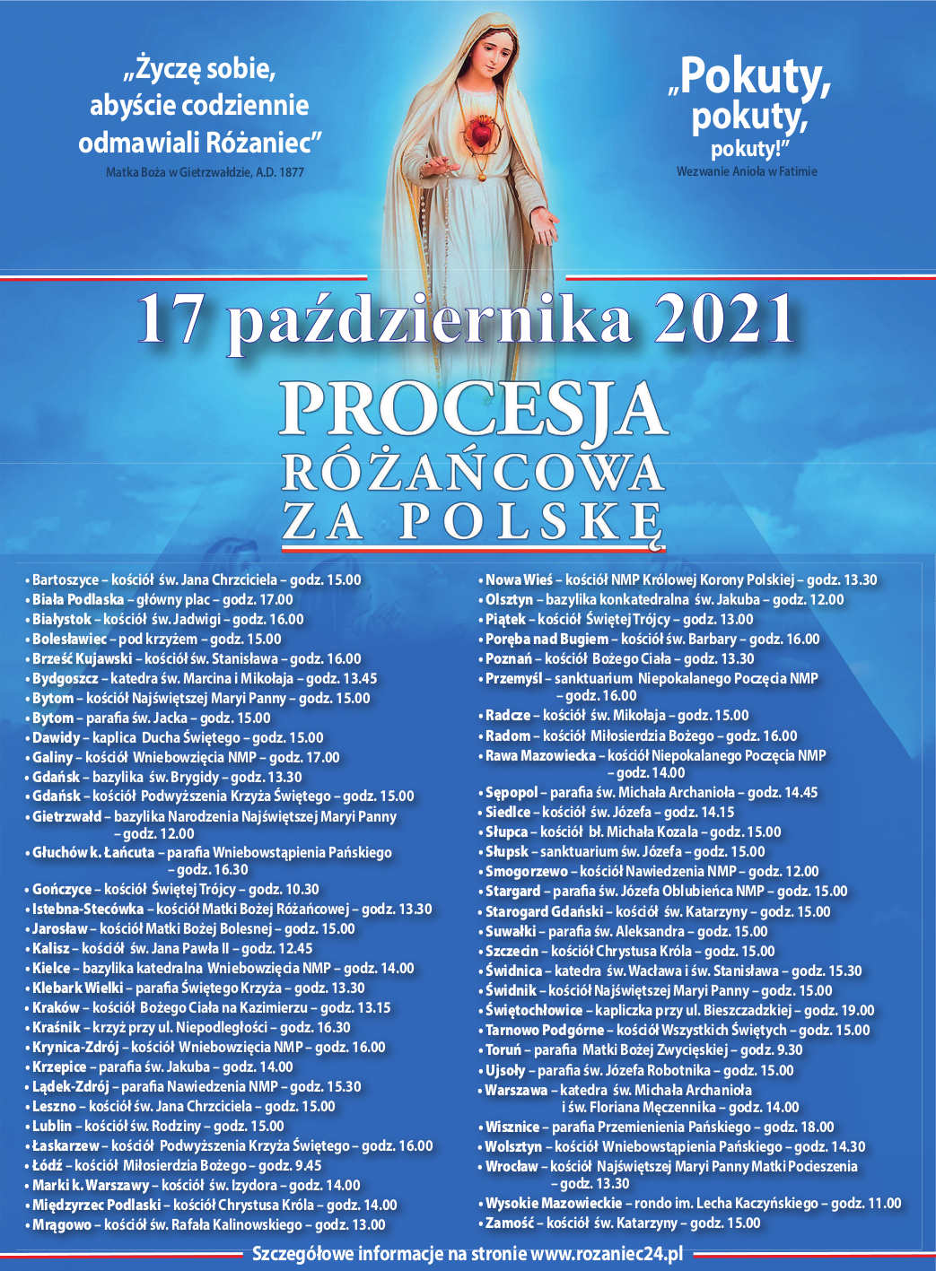 17 Październik 2021 Procesje Różańcowe w Polskich Miastach