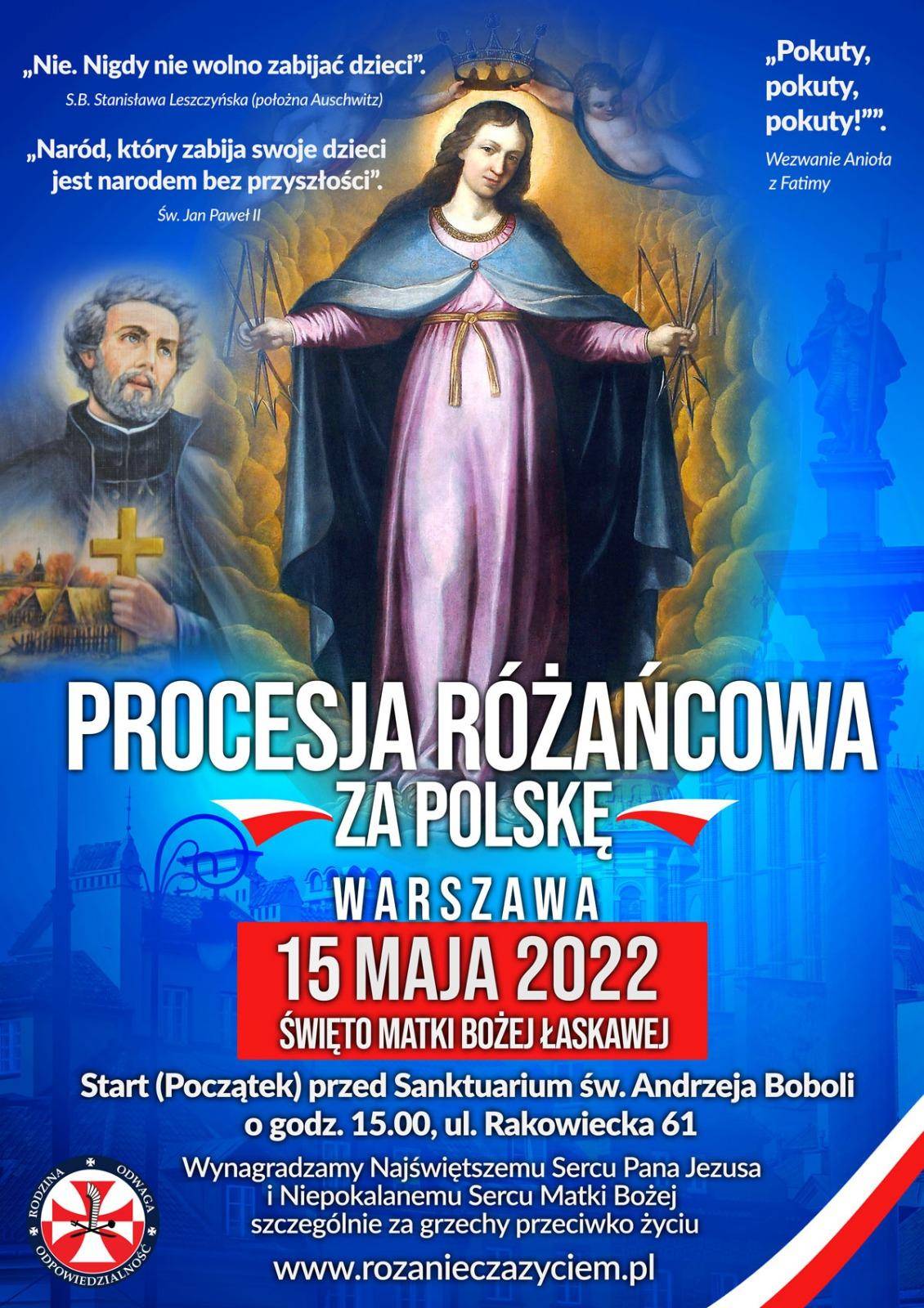 15.05.2022  Procesja Różańcowa za Polskę – Warszawa